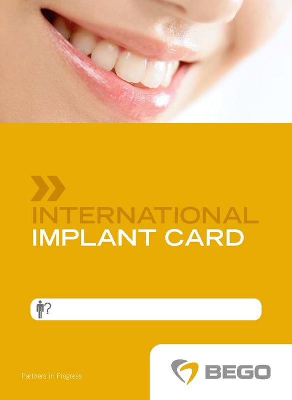 Tarjeta de implante internacional de BEGO
